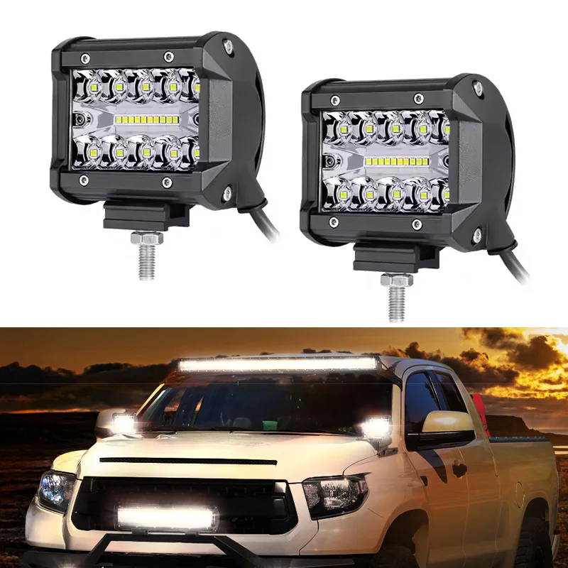 

2PCS 12V/24V 4inch Spot 72W Work Light Spot Flood Offroad Headlights Fog Lights Fog Lamps Led Bar Light Work Worklight