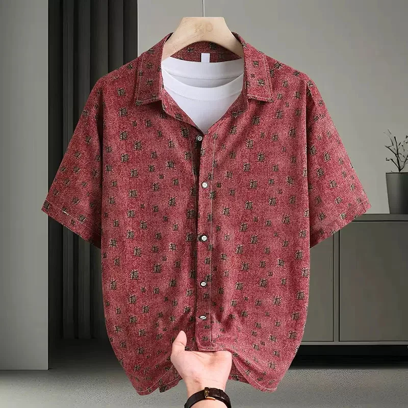 Summer New Fashion Trendy Print Comfortable Breathable Beach Short Sleeve Shirt Men's Casual Loose Sport High Quality Shirt