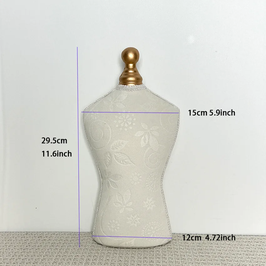 Velvet-Fabric Display Bust with Floral Print - Female Form Jewelry Showcase for Window Display & Photography, Elegant Necklace
