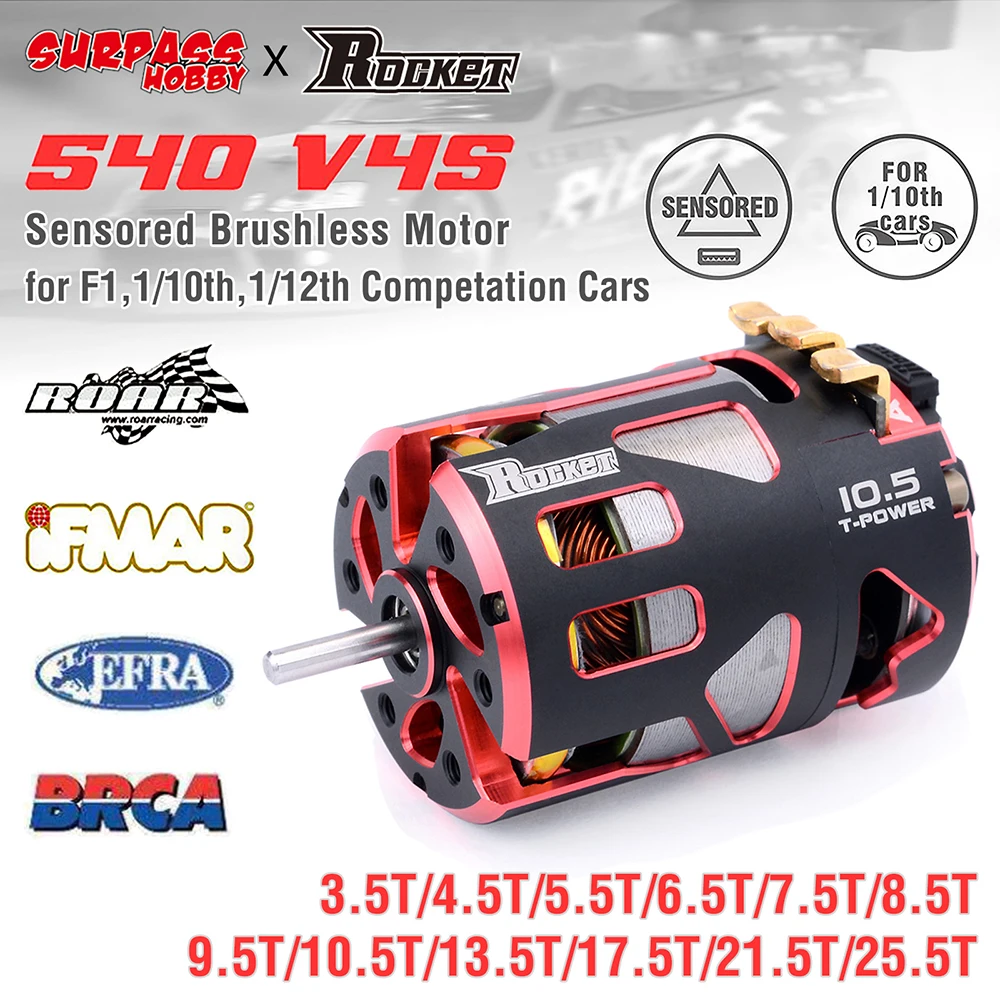 

Surpasshobby Rocket 540 V4S Sensored Brushless Motor for 1/10 1/12 1/14 RC Drift Racing Car F1 Competition Modified Spec