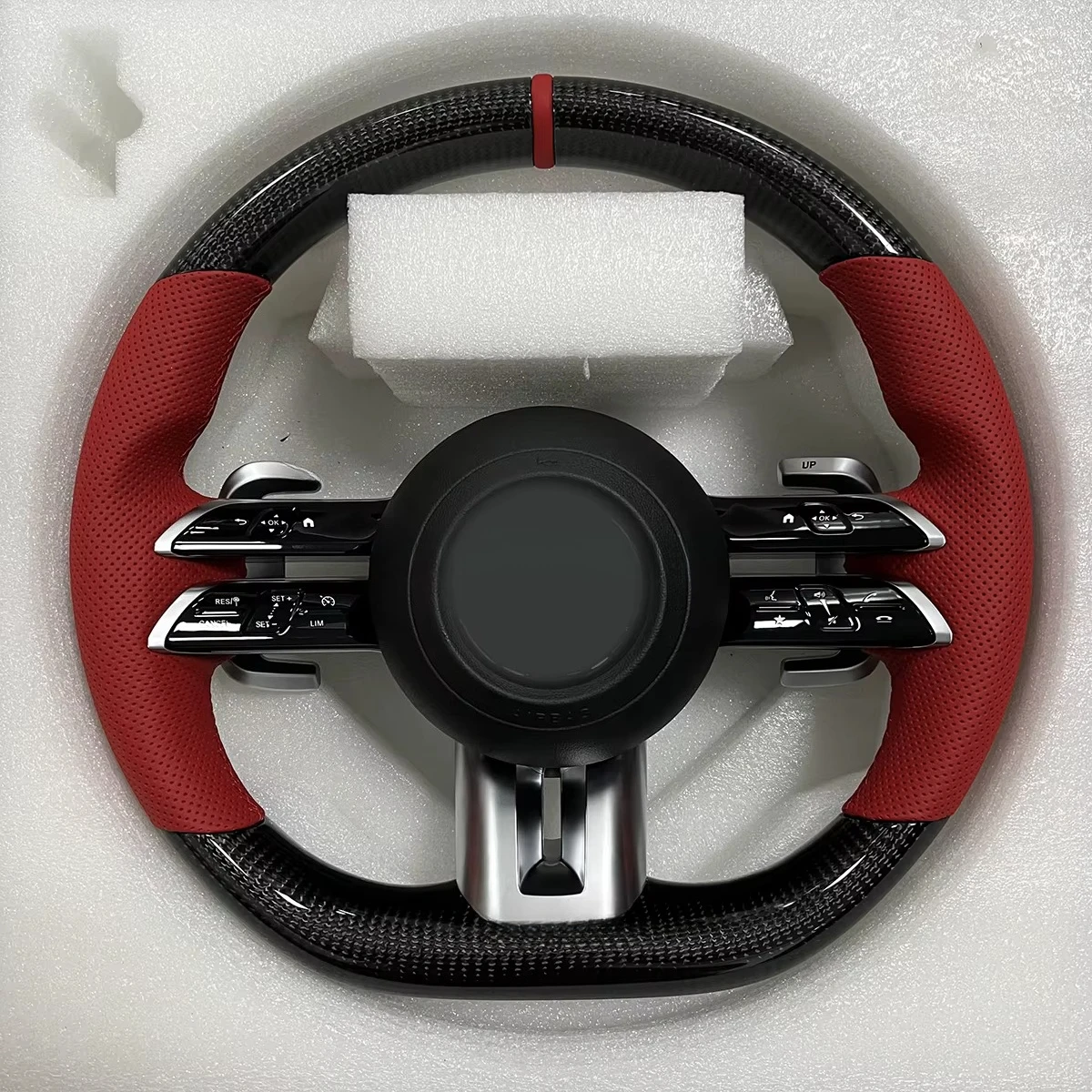 

High Quality Carbon Fiber Sports Racing Steering Wheel Leather Cover for C E S CLA GLA GLC GLE GLS W205 W213 CLS