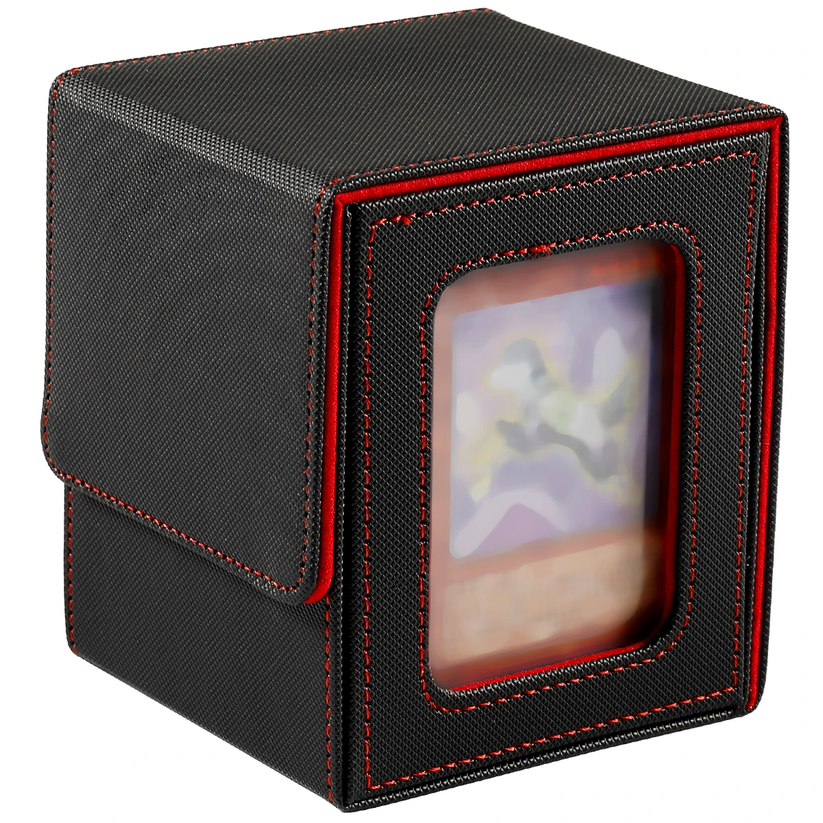 صندوق بطاقات MTG مع نافذة عرض، صندوق تخزين بطاقة المعاملات، قادر على حمل أكثر من 120 مجموعة واحدة من البطاقات