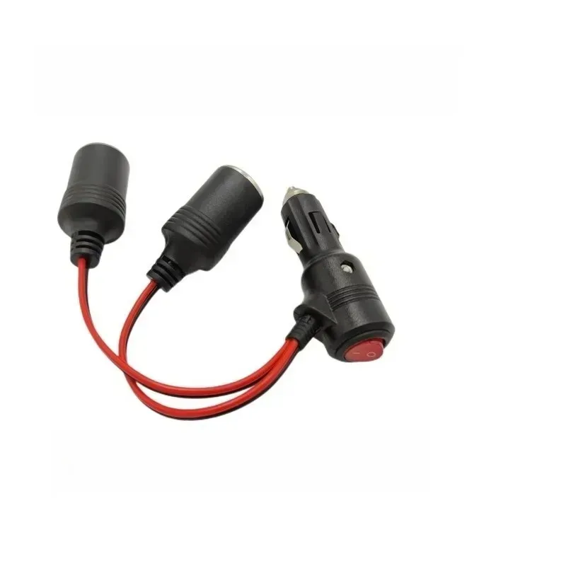 With on Off Switch Universal Car Cigarette Lighter Splitter Adapter 1 Male To 2 Female Sockets Y Splitter New Hot Sale 20cm