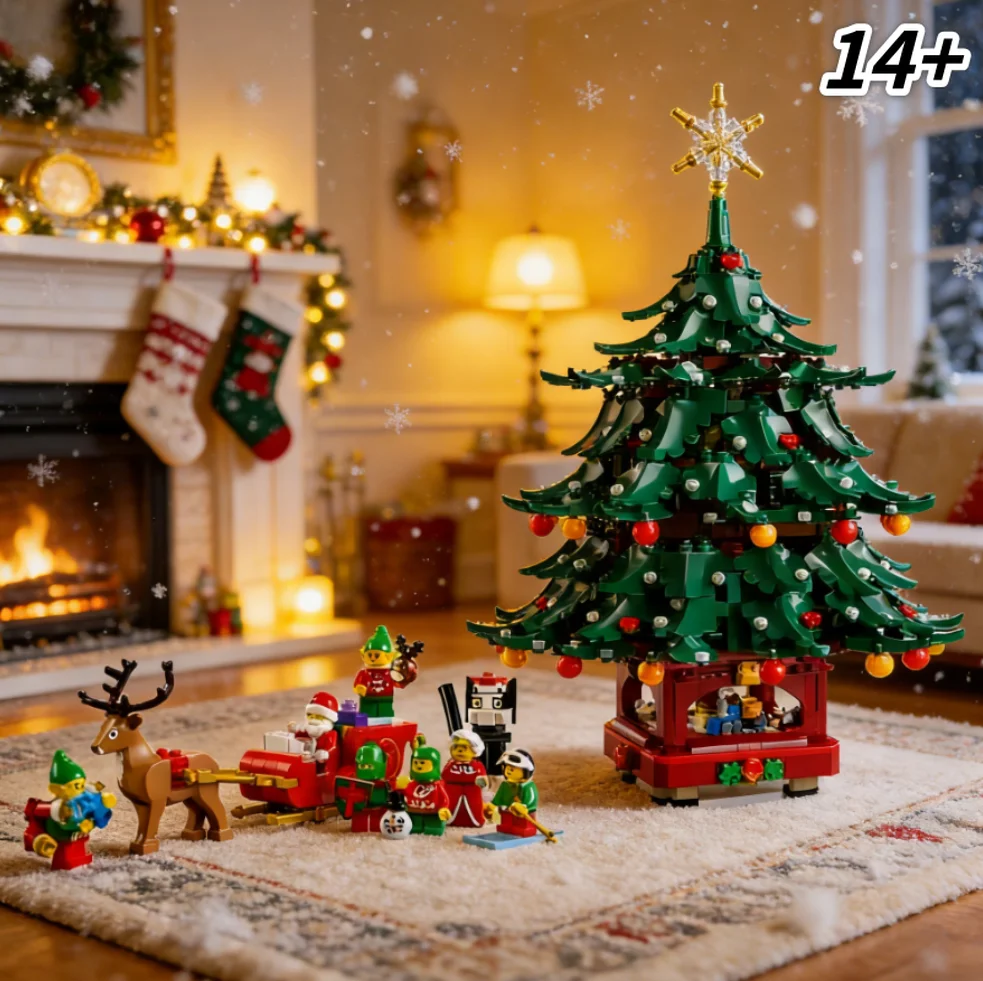 

2026New 41843 New 3171pcs Santa Claus Family Christmas Tree Model Blocks Classic Home Desktop