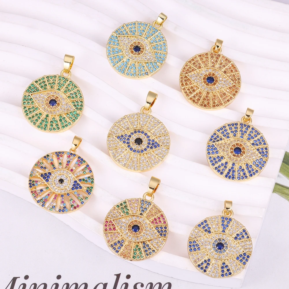 Juya 18K Gold Plated Colorful Enamel Hamsa Fatima Hand Greek Evil Eye Charms for DIY Turkish Talisman Jewelry Making Decorations view 6