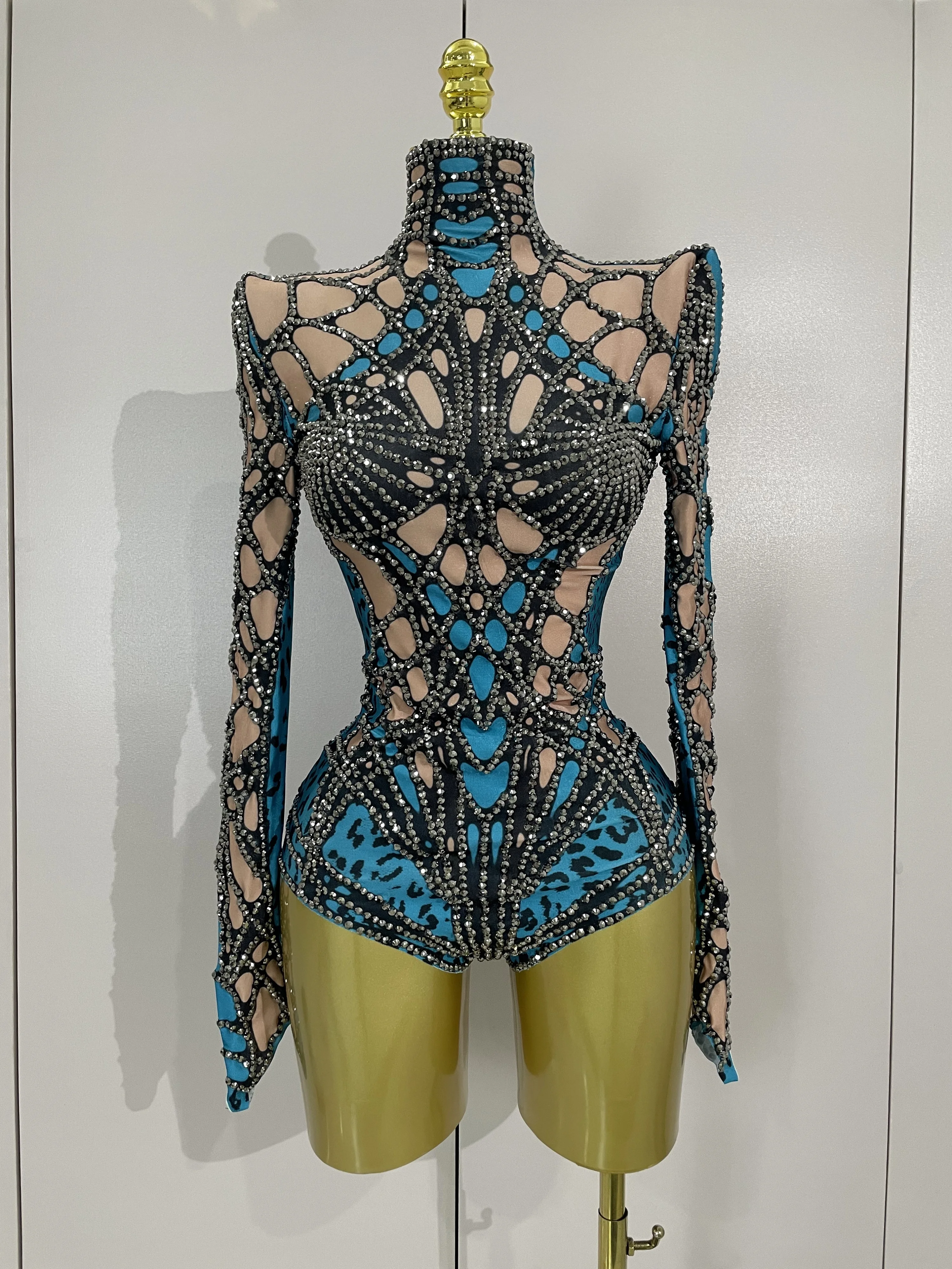 2025 brilho strass manga longa estiramento bodysuits feminino noite de luxo festa aniversário sexy boate bar palco traje