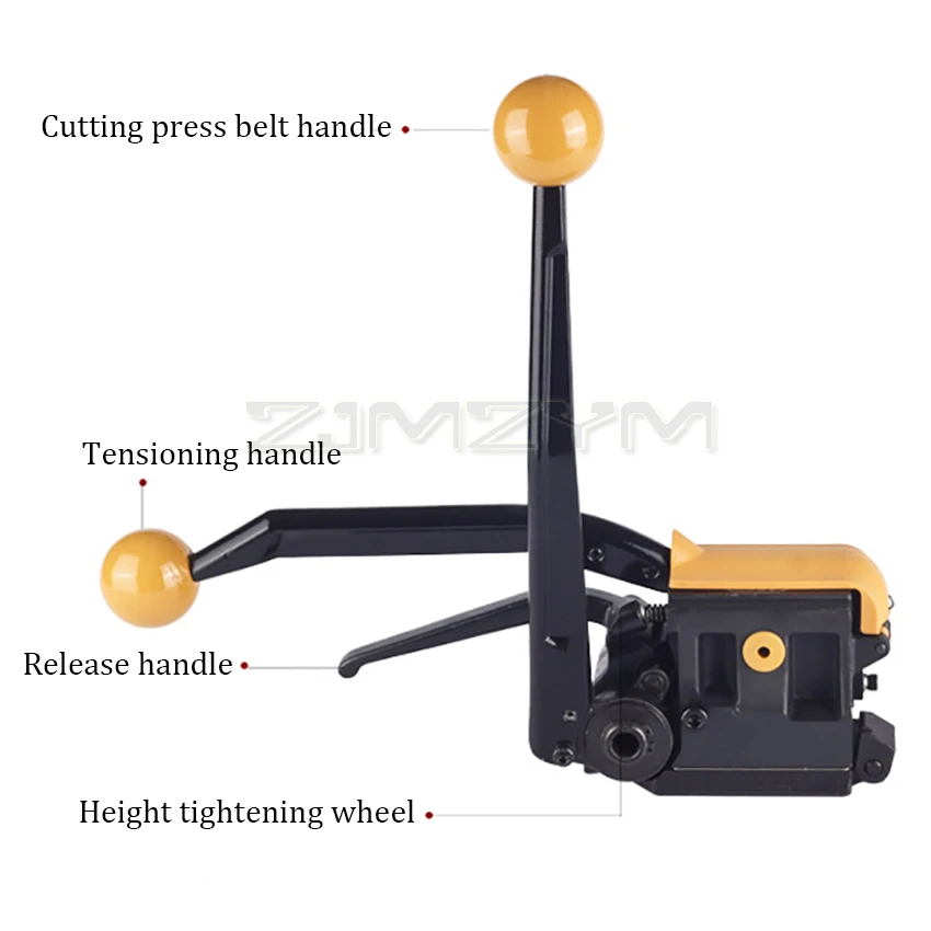 Manual Steel Strapping Tool A333 Buckle Free Sealless Handheld Steel Strapping Machine for 13/16/19 MM Steel Strip Strap