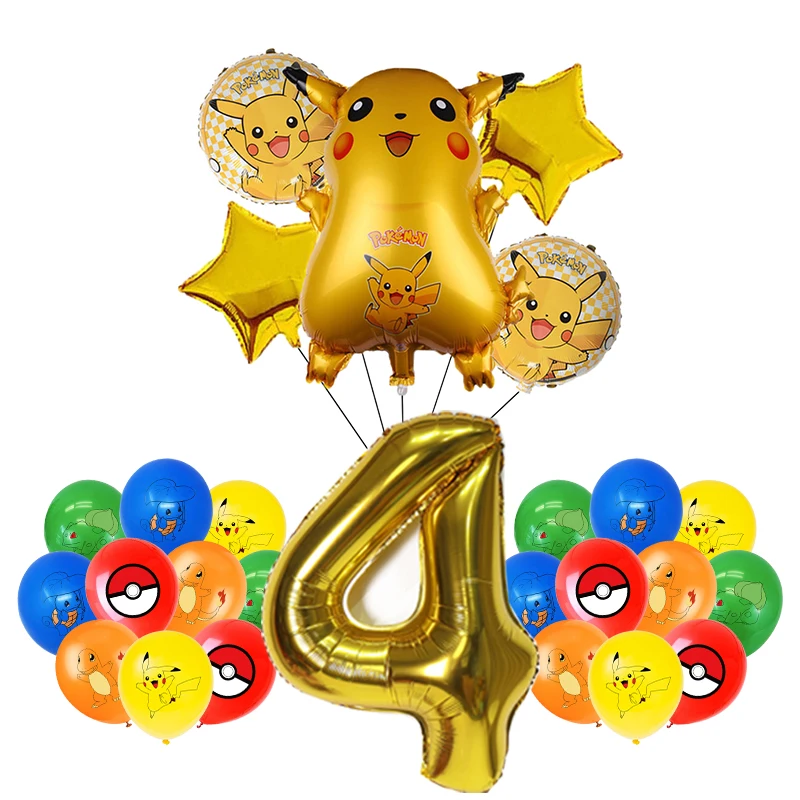 Pokemon Verjaardagsfeestje Decoratie Nieuwe Ligntning Pikachu Ballon Kid Event Supplies Wegwerp Servies Banner Achtergrond Plaat