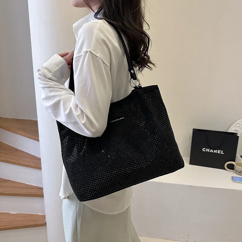 2024 High Quality Zipper Women\'s Handbag Fashion Versatile Casual Sequin Shoulder Bag New Large Capacity Tote Bag Totalizador