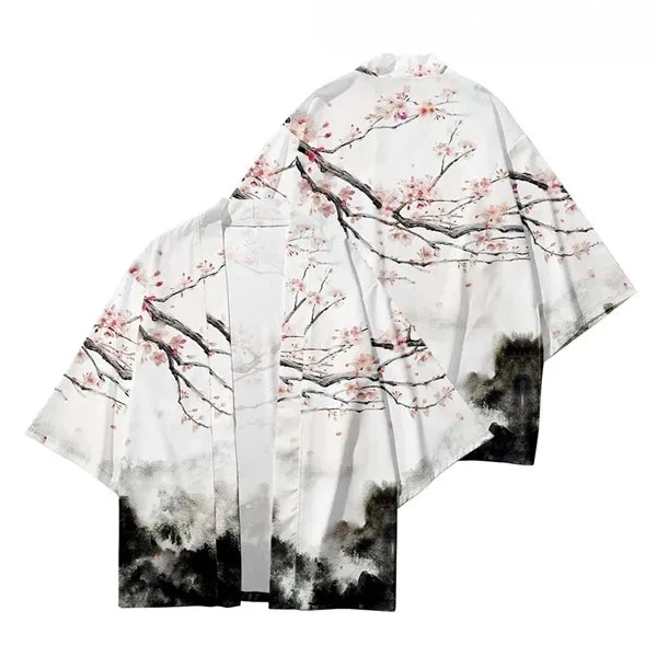 Japanese Streetwear Cardigan Women Men Harajuku Haori Kimono Cosplay Top Shirts Beach Yukata Tao Robe mens kimono