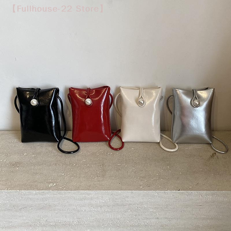  Trendy Soft Leather PU Shoulder Bag Girly Mobile Phone Bag Crossbody Bucket Bag Women Simple Fashion Commuter Bags Gifts 