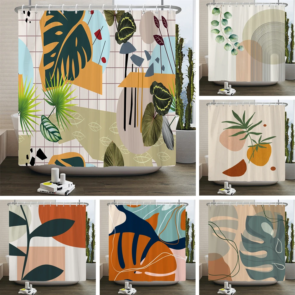 

Nordic Wind Shower Curtain Abstract Aesthetic Bohemian Modern Mid Century Bathroom Curtain Waterproof for Home Bathtub Curtain