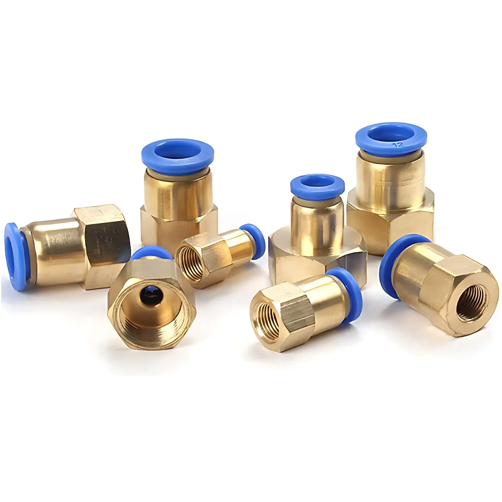 50/100/500/1000 PCS PCF Air Pipe Fitting Hose Tube BSP Female Thread Brass Pneumatic Connector Quick Joint,PCF4-01 PCF6-02 PC8-3