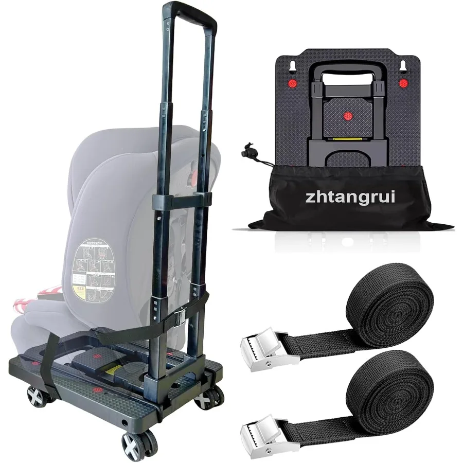 

Car Seat Dolly for Airport - CarSeat Roller Cart Wheels for Airplane - Car Seat Travel Cart Carrier with Straps Trolley Foldabl