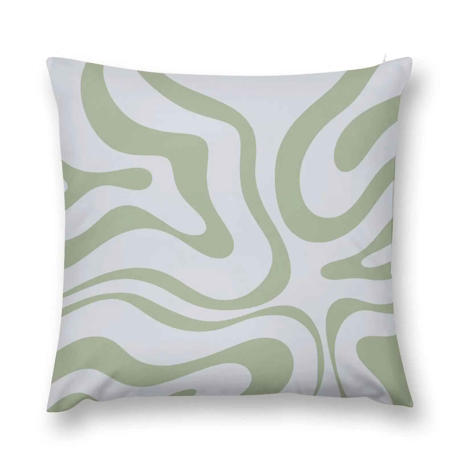 

Sage Green Liquid Swirl Abstract Pattern with Light Silver Grey Throw Pillow Pillowcases Cushion Covers Sofa Pillow Case pillow