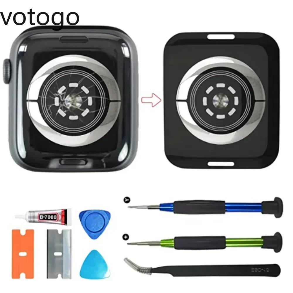 Ersatz für Apple Watch Series 5 6 7 8 9 10 11 SE Ultra Akku-Rückabdeckung Glas Rückseite Rahmen Gehäuse + Reparatur-Kits