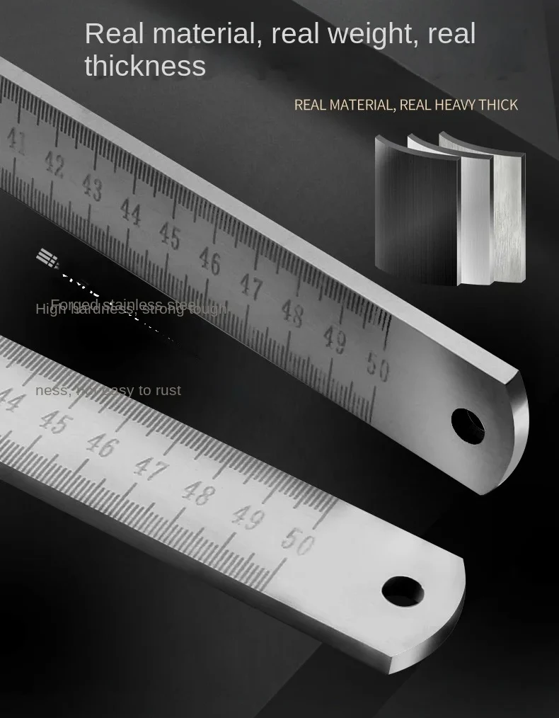 Dual-Purpose Stainless Steel Ruler -50cm / 20inch Professional Measuring Tool & Emergency Window-Breaking Lifesaver
