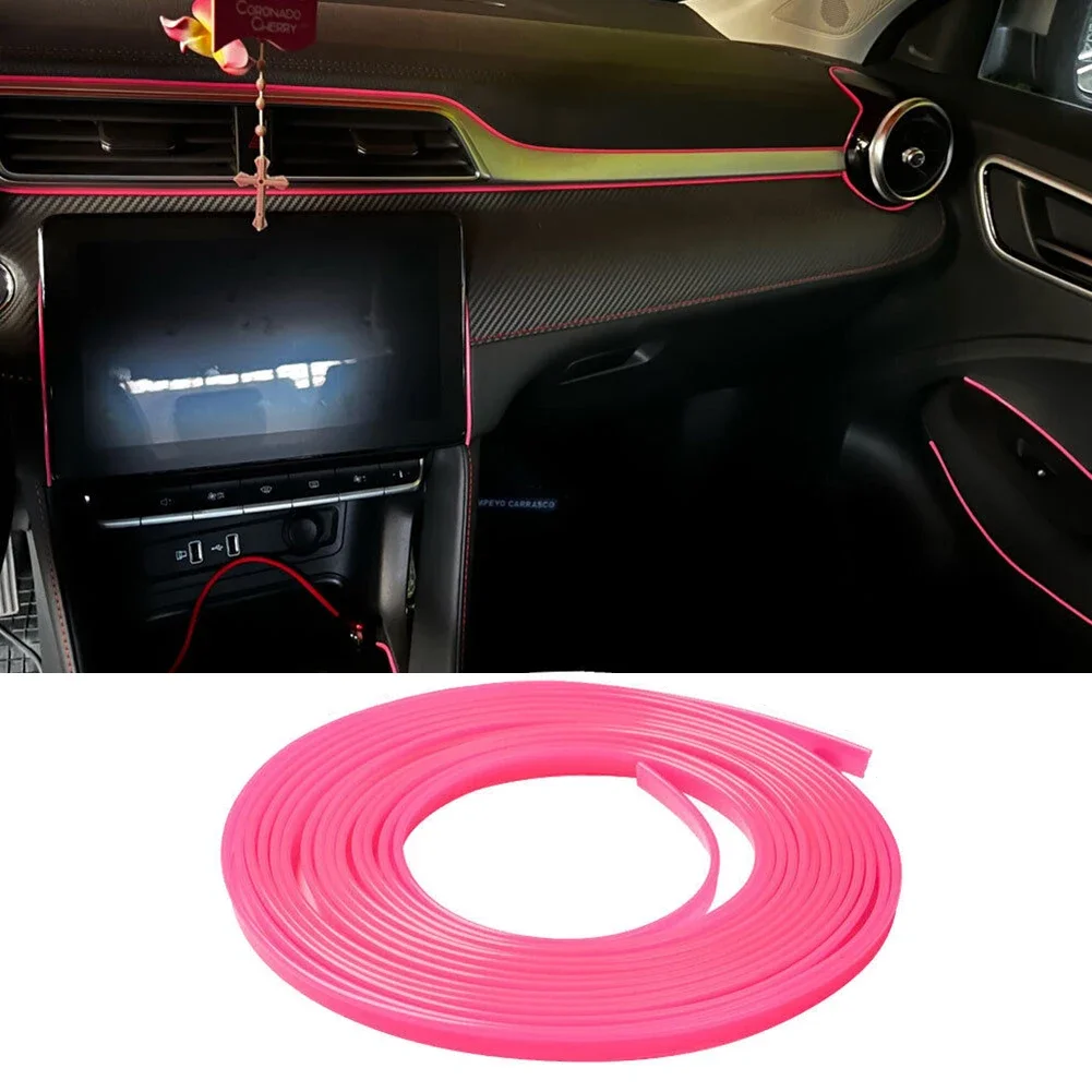 5M Car Moulding Decoration Flexible Strips Car Interior Accessories Pink Point Edge Gap Door Panel Molding Line Trims