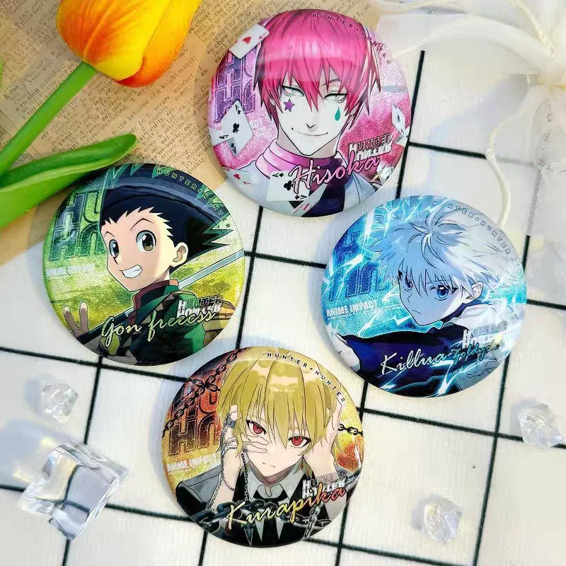شارات معدنية للأطفال من Hunter X Hunter Killua شخصيات أنيمي شارات رفيعة حول الطلاب مجموعة أنيمي من هدايا عيد الميلاد