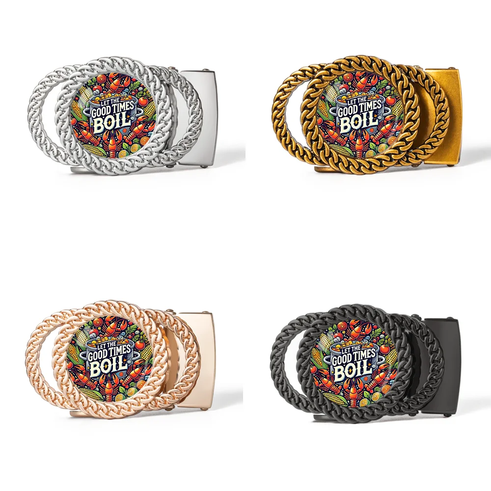 Let the good times roll automatic ratchet belt buckle personalized waist accessory gift for friends