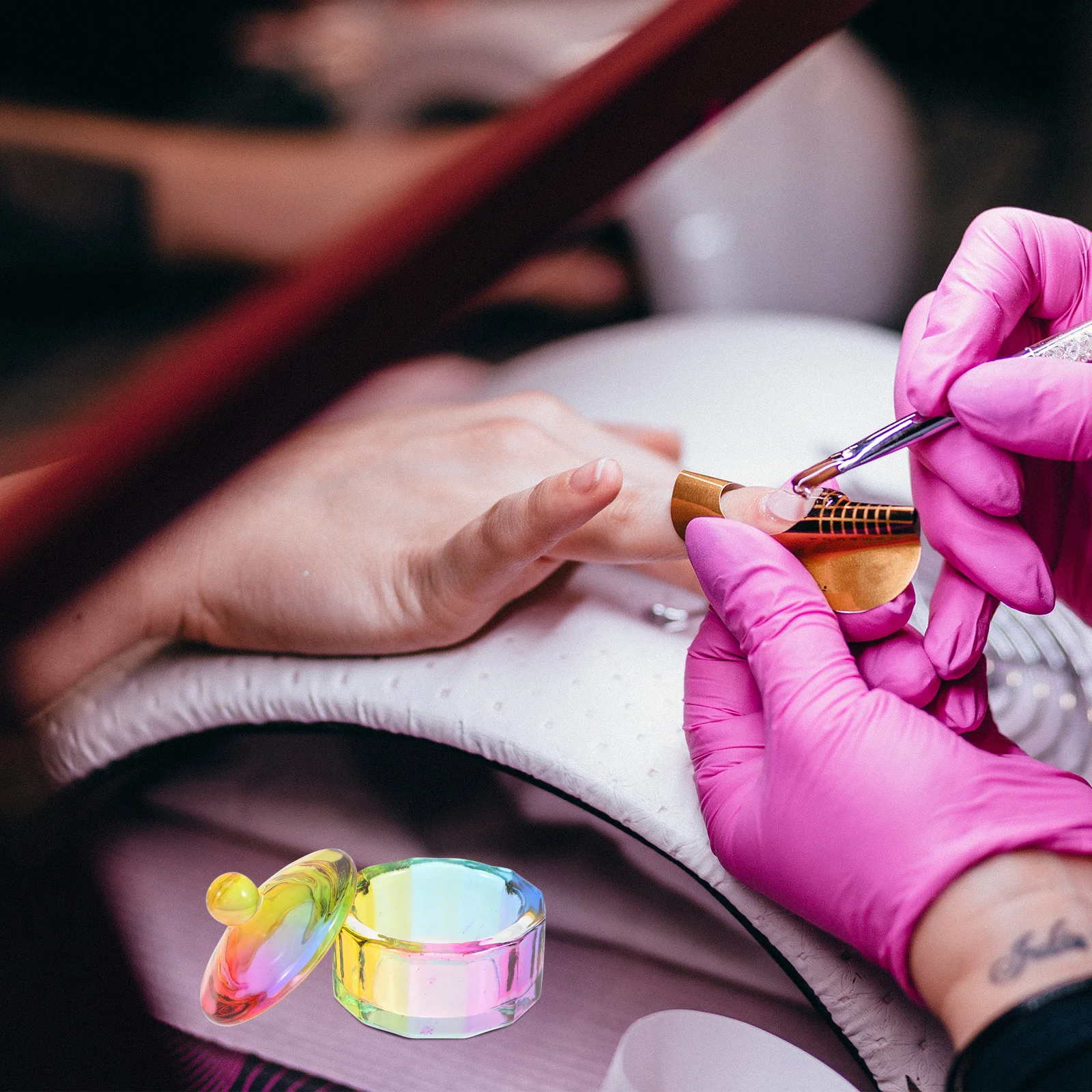 2Pcs Nail Dappen Dish Lid Glass Monomer Dish Acrylic Nail Holder Manicure Tools Powder Mixing Cup Manicure Cup