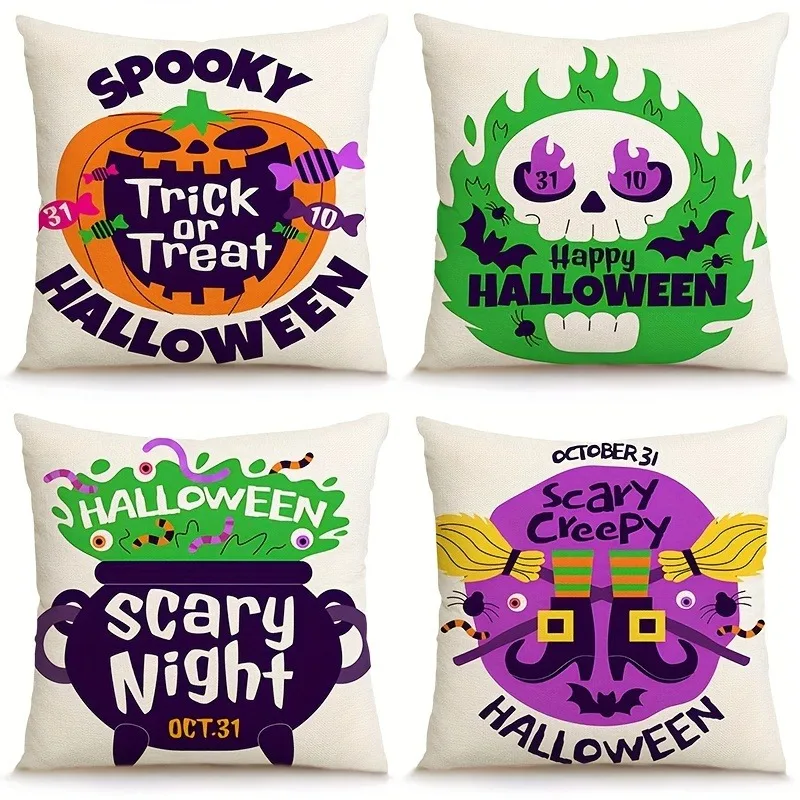 

Spooky Halloween Pillowcases: Trick or Treat, Happy Halloween, Scary Night, and Creepy Designs Sofa cushion cover gift