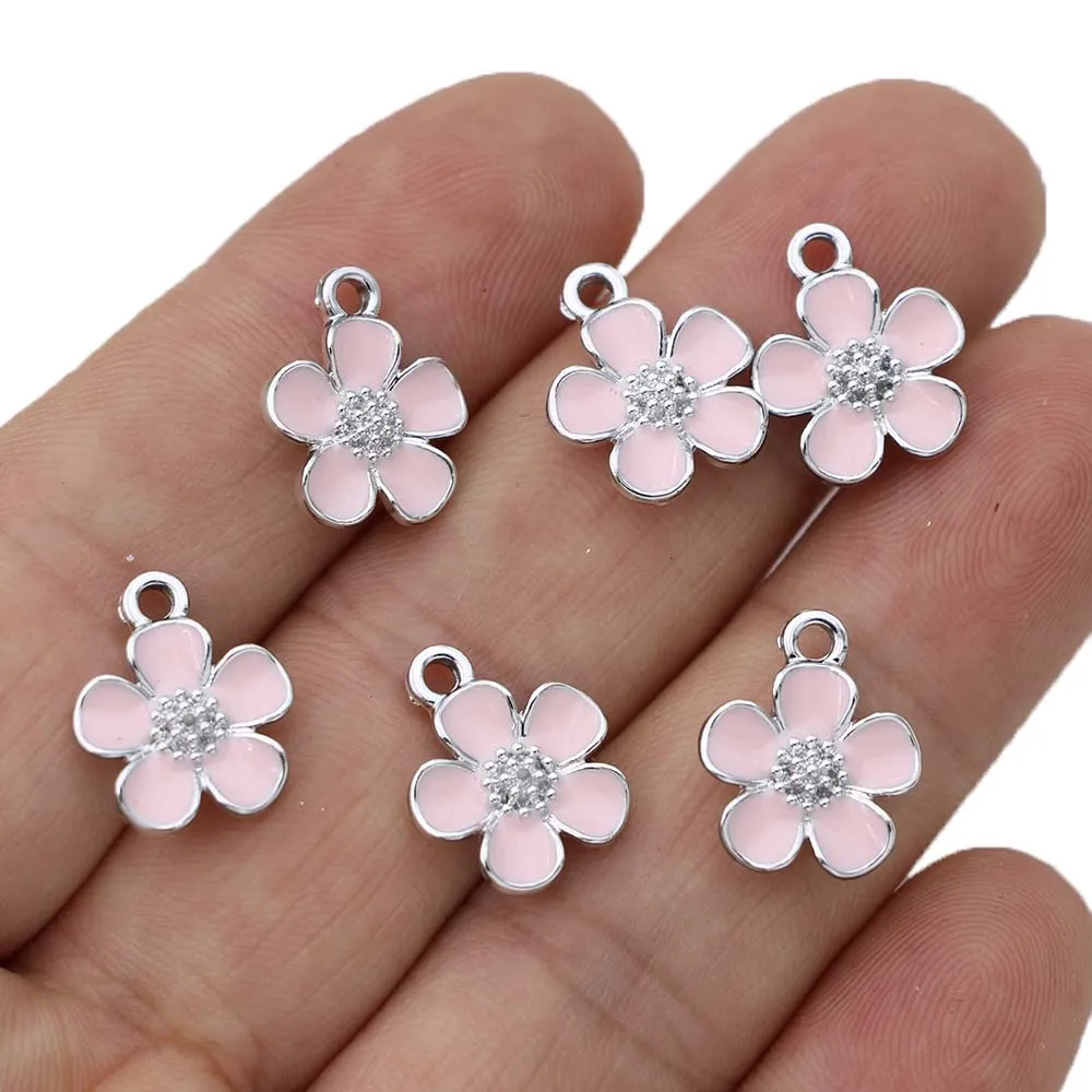 10Pcs Silver Plated Enamel Purple Flower Charms Pendant for Jewelry Making Earrings Bracelet Necklace Accessories DIY Findings - AliExpress 36 - Image 3