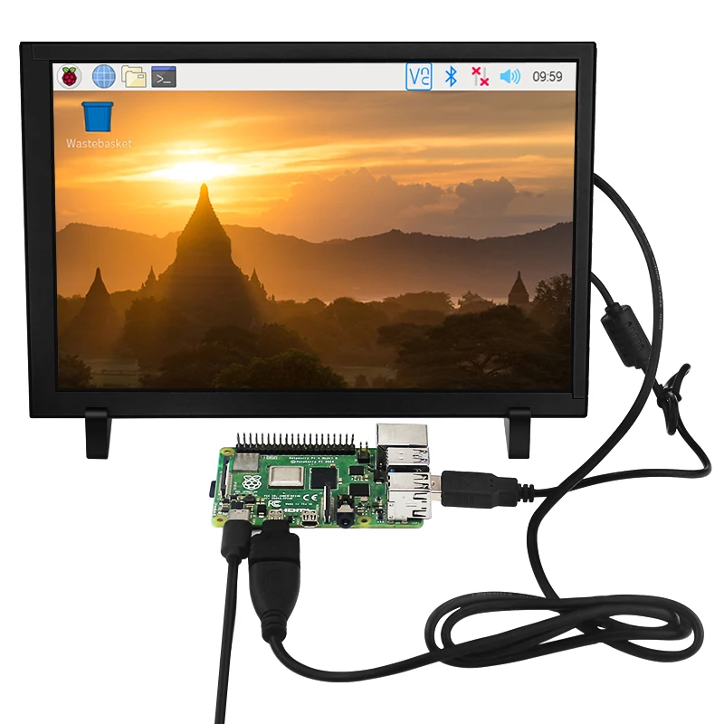 Imagem -04 - Polegada Raspberry pi Tela de Toque 1280x800 Ips Hdmi-monitor Capacitivo Compatível com Suporte Case para Raspberry pi 4b 3b 10.1