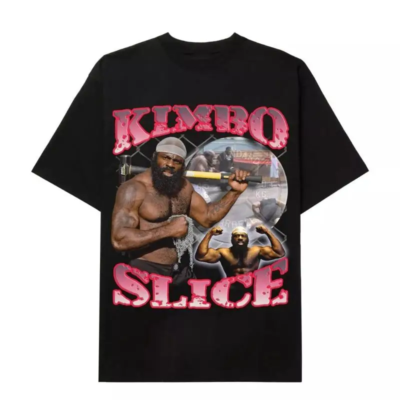 

Винтажная мужская футболка Kimbo Slice Boxer Collage, черная хлопковая футболка, все размеры S 4XL