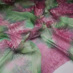 Somali Dirac Fabric Metallic Lurex Brocade Silk 8mm Saris Chiffon For Dress Scarf Material