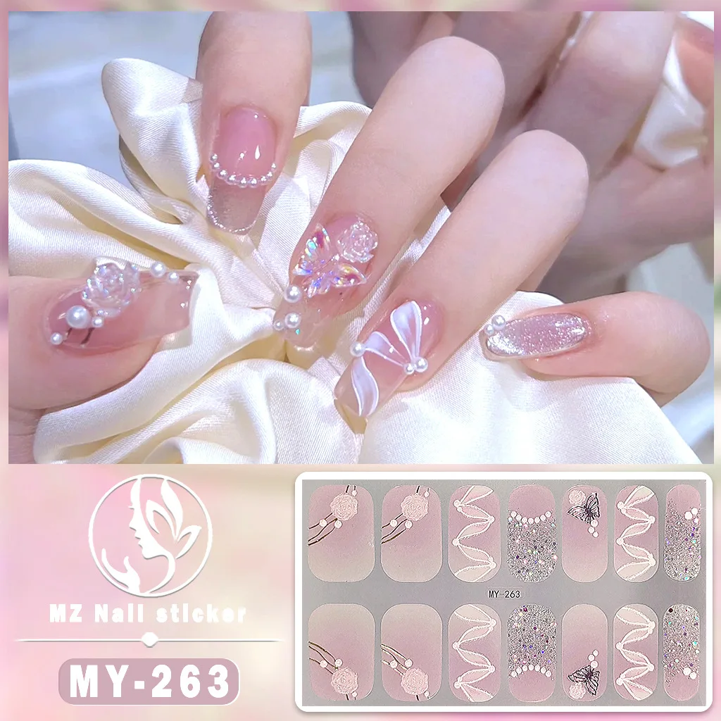 

MEBIS Nail Stickers MY Butterfly Nobake Gel 5D Nail Full Sticker Nail Sticker Waterproof Imitation Drill Nails Sticker