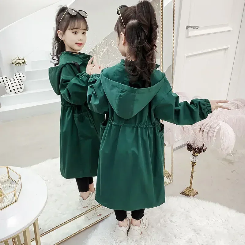 4 6 8 10 12 14 سنة ربيع كبير الأطفال سترة واقية طويلة جاكيتات معطف فتاة الملابس للمراهقين الاطفال الطفل خندق معطف 2023 جديد #2