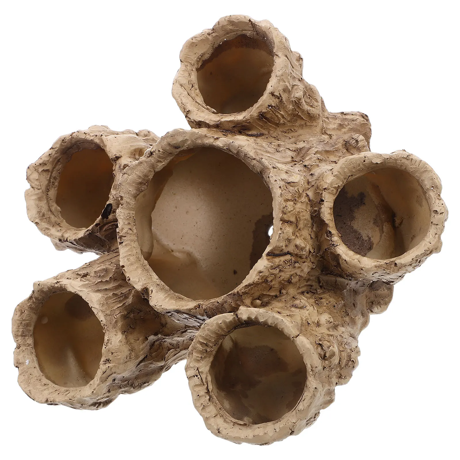 

Resin Stump Planter 6 Opening Artificial Tree Root Bonsai Pot Succulent Flower Pot Drainage Hole Artificial Driftwood Planter