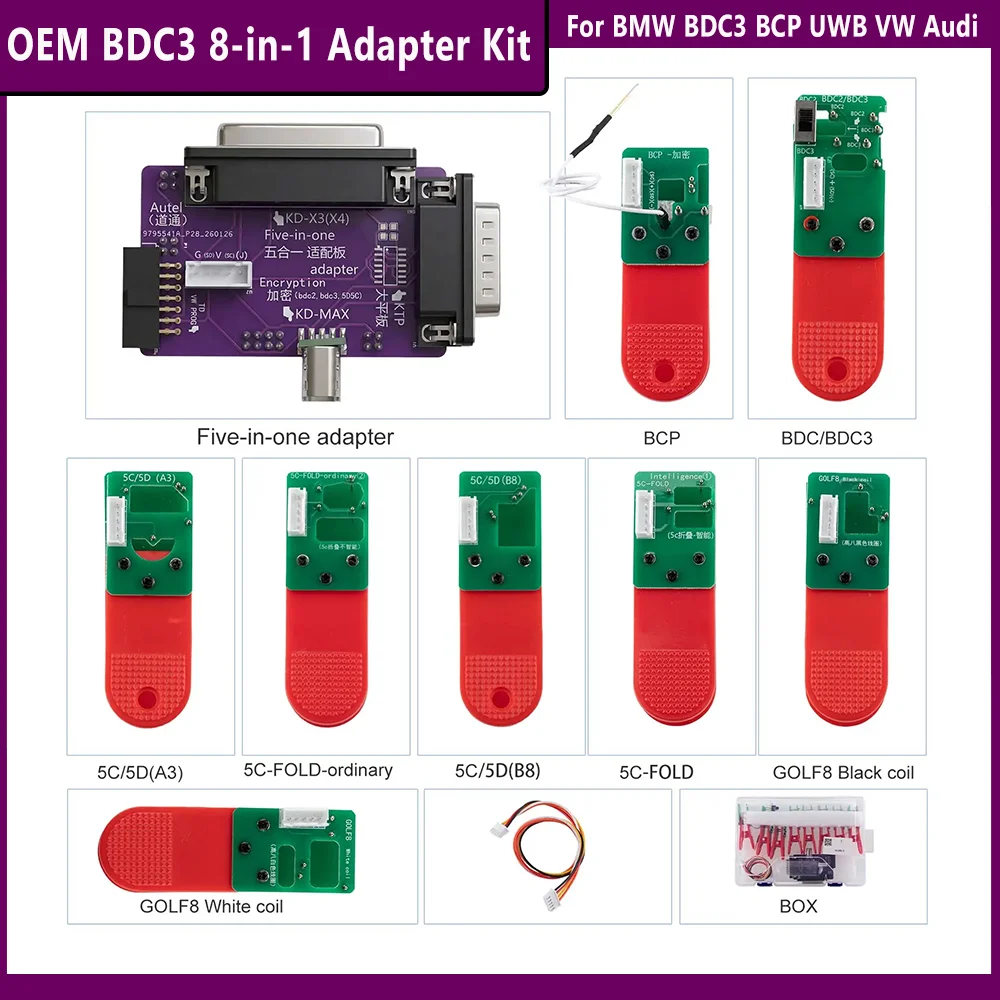 OEM BDC3 8-in-1 Adapter Kit For BMW BDC3 BCP UWB VW Audi MQB49 5C 5D No Solder Clip Fit Key Tool Plus Car Key Programmer Tool