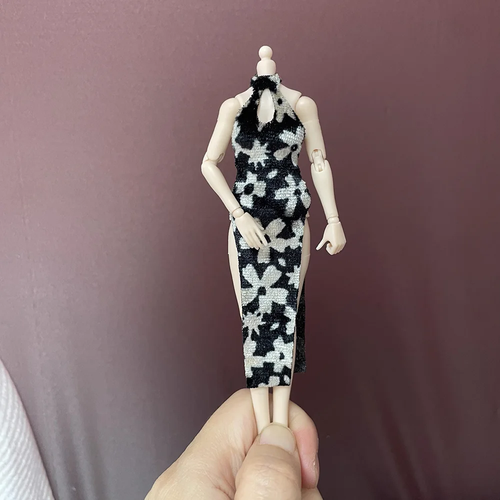 1/12 Figma Mehrfarbiges Qipao rückenfreies enges Kleid Cheongsam Abendkleid Modell passend für 6" weibliche Soldat Actionfigur Gynoid Puppe
