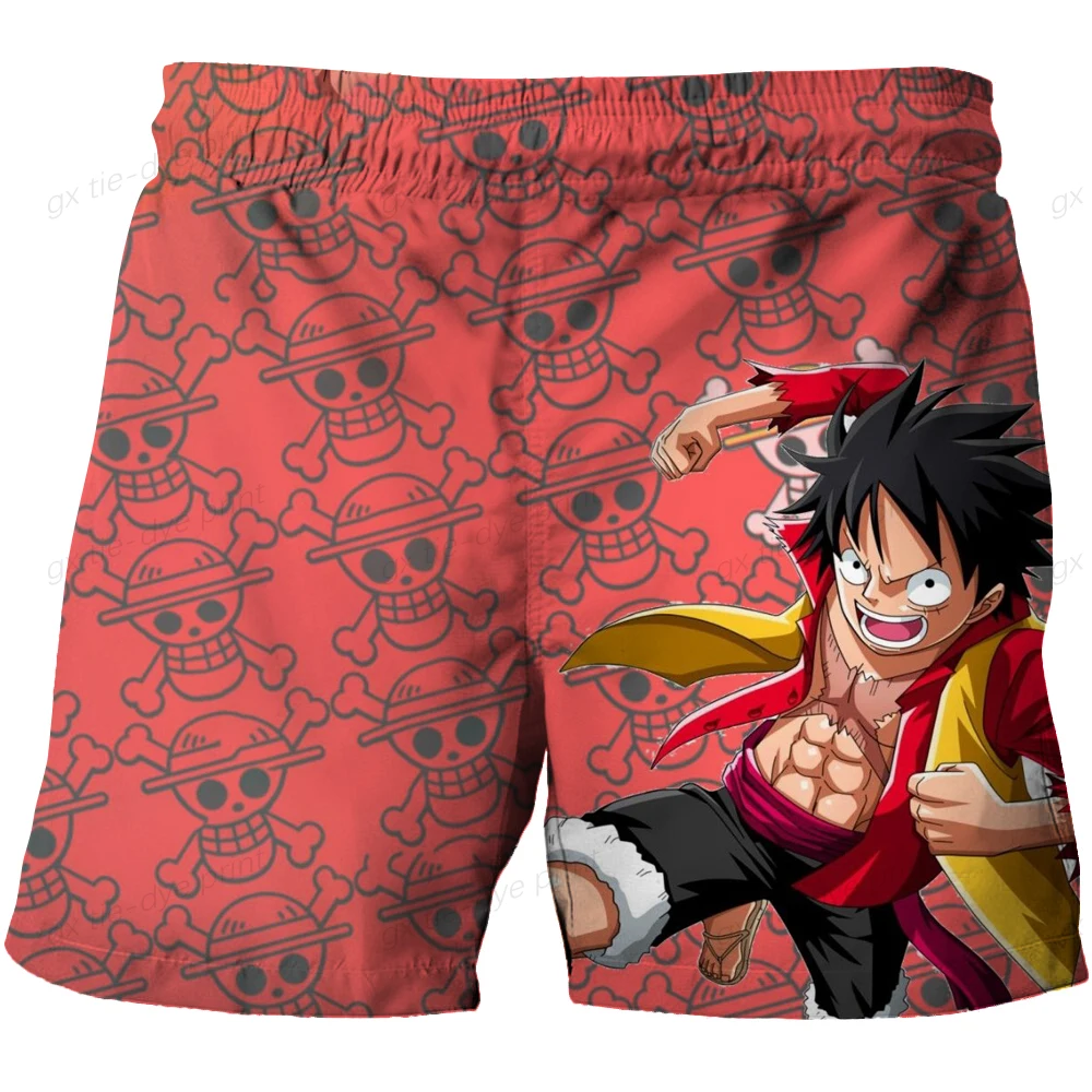 

One Piece King Luffy Harajuku Boys' Beach Pants Children's Clothing Integrated Luffy Children's 3D Cartoon Printed Shorts Beach