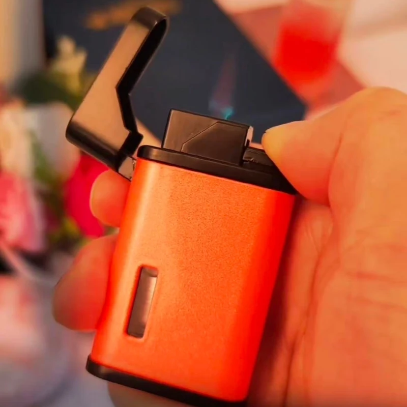 

Pearl Baked Paint Straight Red Flame Lighter Outdoor Windproof Inflatable Jet Lighter Adjustable Flame Smoking Tool Men's Gift