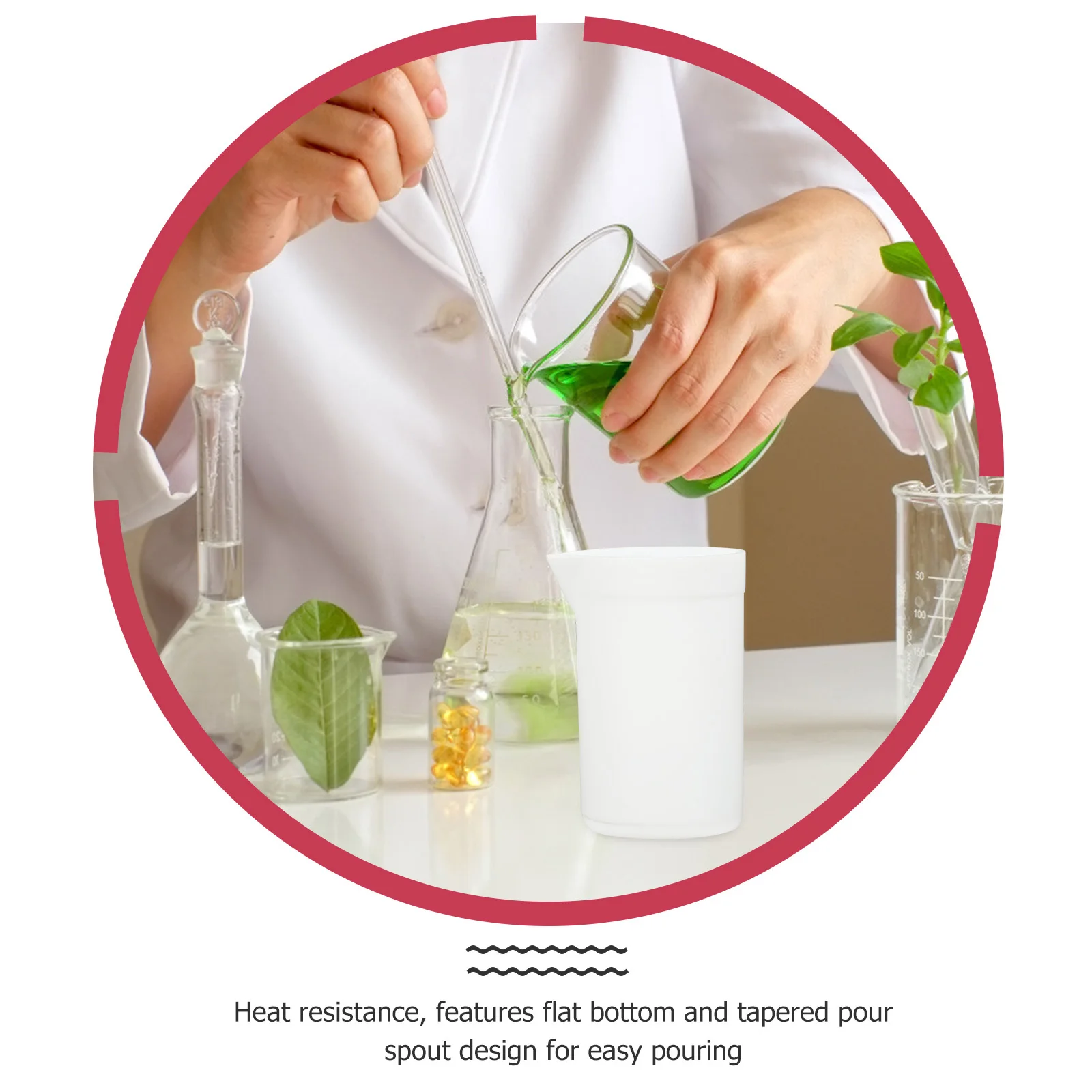 

Ptfe Beaker 30ml Durable Practical Measuring Device for Scientific Research and Experiments Tapered Spout Ptfe Beaker