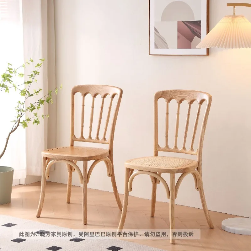 American solid wood dining chair retro rattan bamboo chair restaurant cafe napoleon castle stool designer nordic furniture