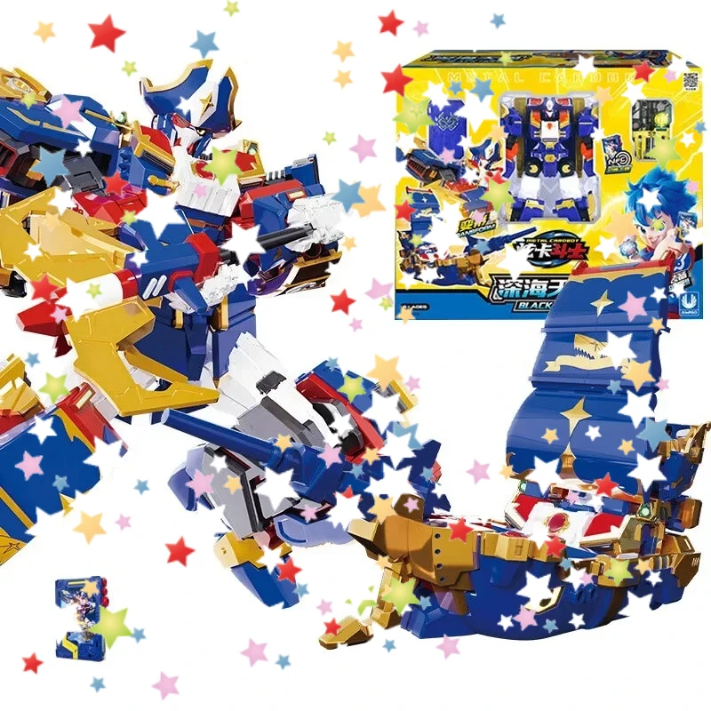 

Новый робот-трансформер 2025 года, игрушки-роботы New Metal Cardbot Transforming Car to Robot Фигурки BLUE COP с картой для подарка ребенку