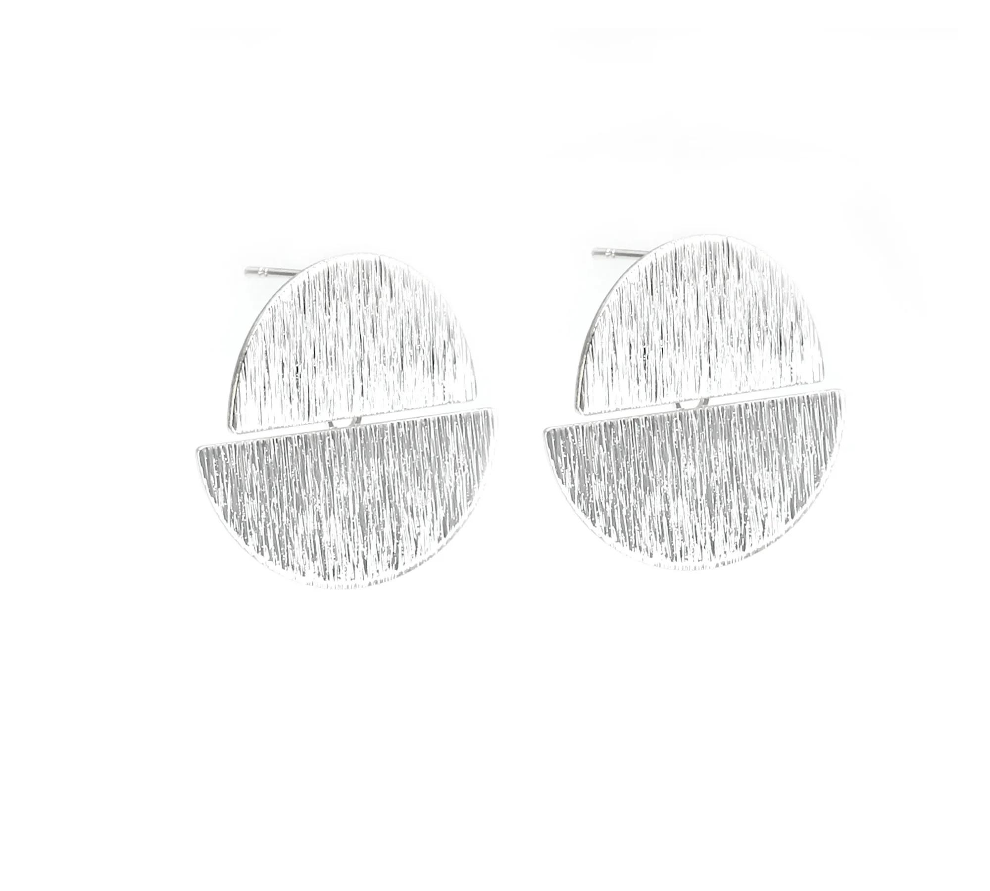 10pcs - Textured Round Earrings, Dangling Stud Earrings, Half Round Earrings, Jewelry Supplies, Real Gold Plated - GS243 GS244