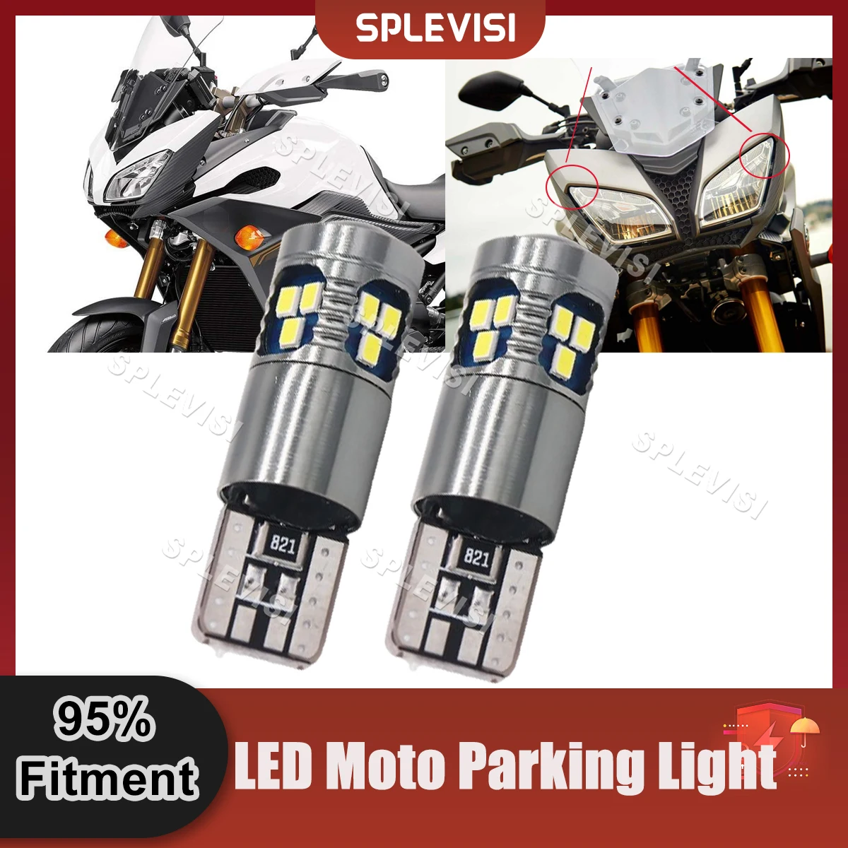 

2x T10 W5W No Error White LED Motorcycle Position Parking Light 1600LM 12v For Yamaha FZ09 MT09 2014-2016 Moto Bulbs