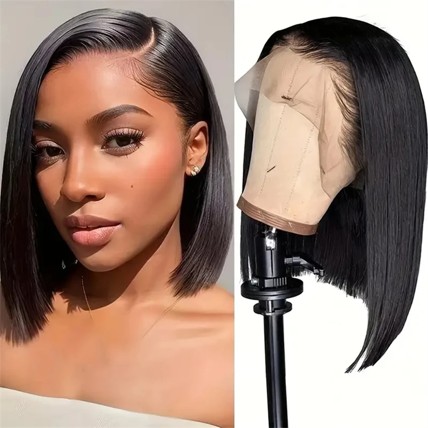 10 Inch Straight Bob Human Hair Wig for Women,13x4 Lace Front Wig,180% Density,Sleek Hairpiece for Daily Styling