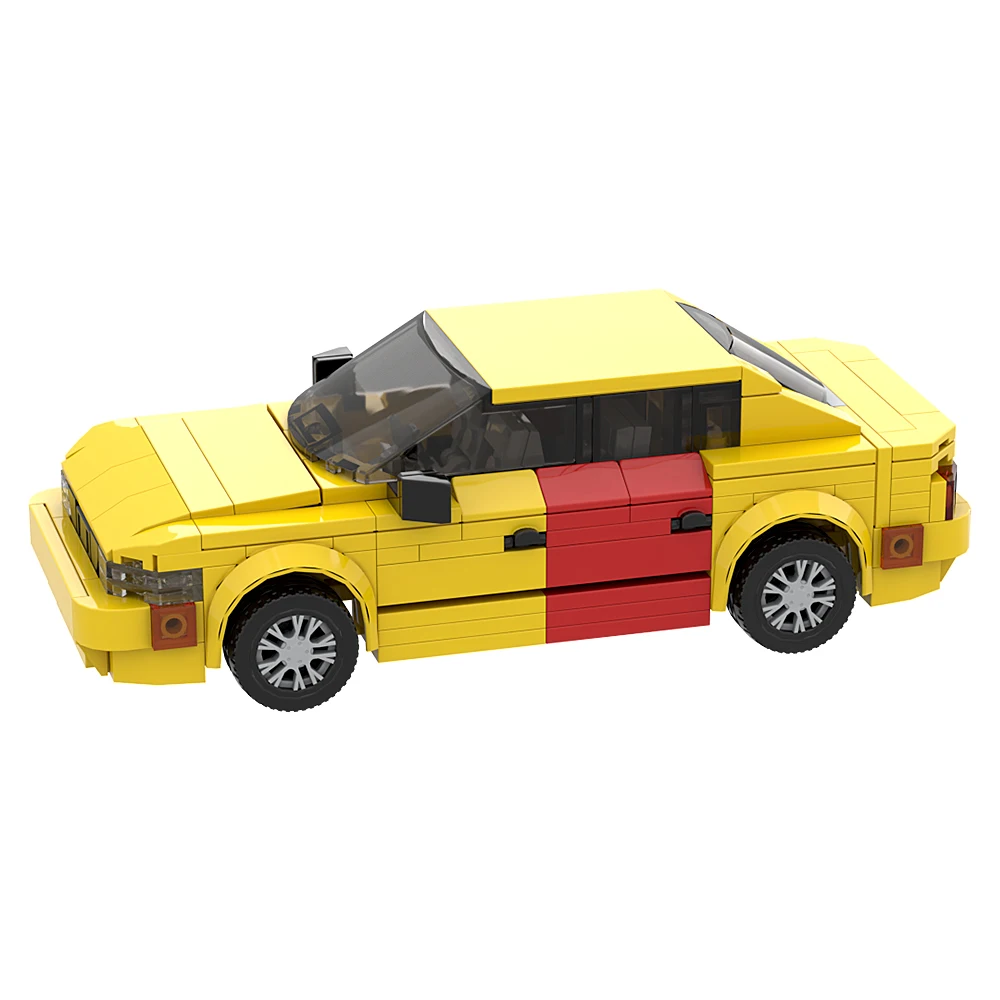 MOC 1988 Suzuki Esteem Car Model Building Blocks Vehicle Lawyer Jimmy's Car Yellow with Red Door DIY Bricks Sets Toys Kids Adult