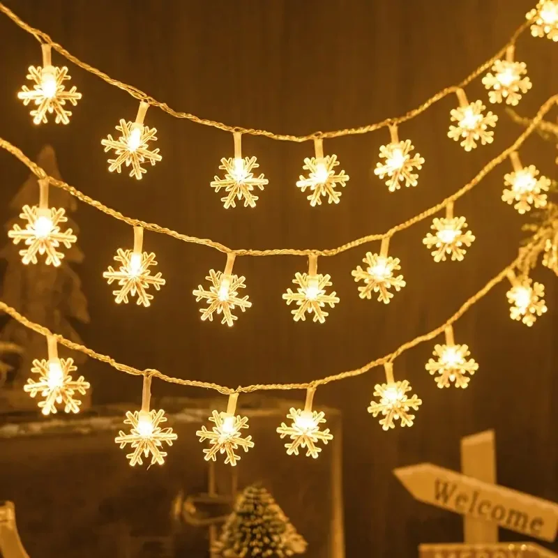 Snowflake Lights String LED Festoon Light USB/Battrly Christmas Tree Light Aesthetic Room Wedding Party Christmas Decor
