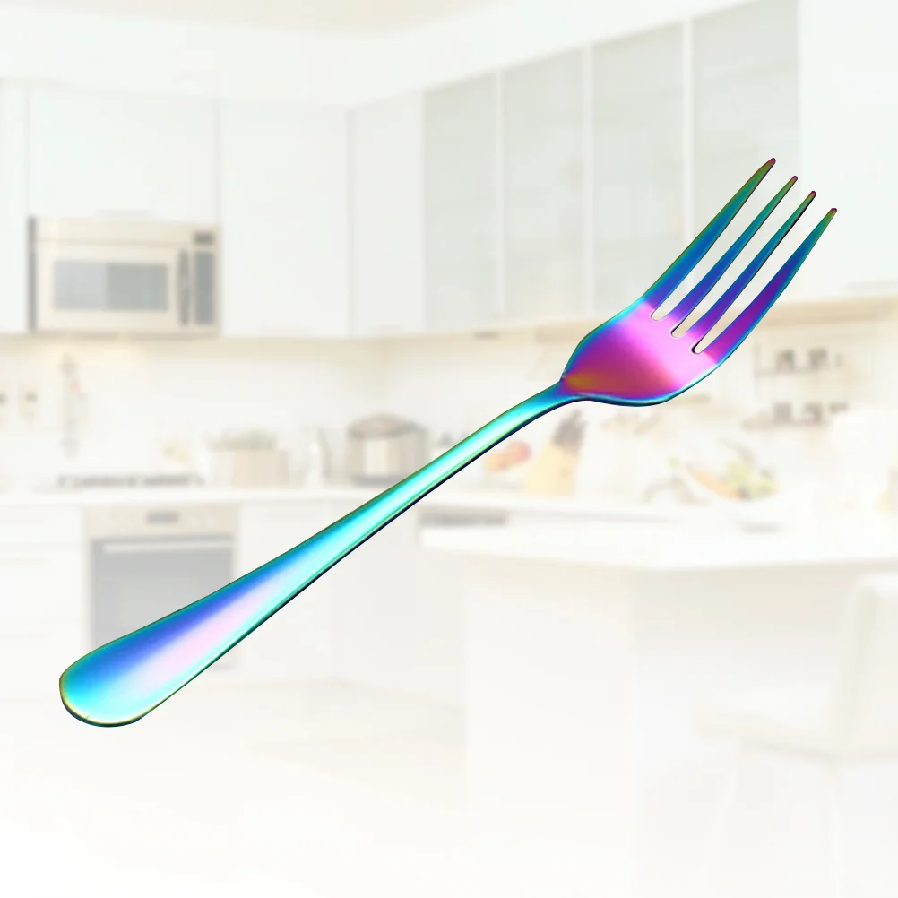 

6Pcs Colorful Stainless Steel Forks Anti-Rust Dinner Forks for Home Kitchen Fruit Serving Western Food Tableware