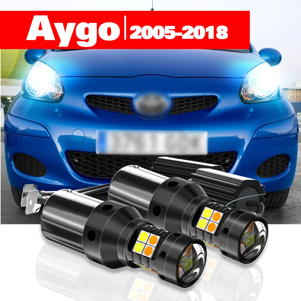 For Toyota Aygo 2005-2018 2pcs LED Dual Mode Turn Signal+Daytime Running Light DRL Accessories 2011 2012 2013 2014 2015 2016