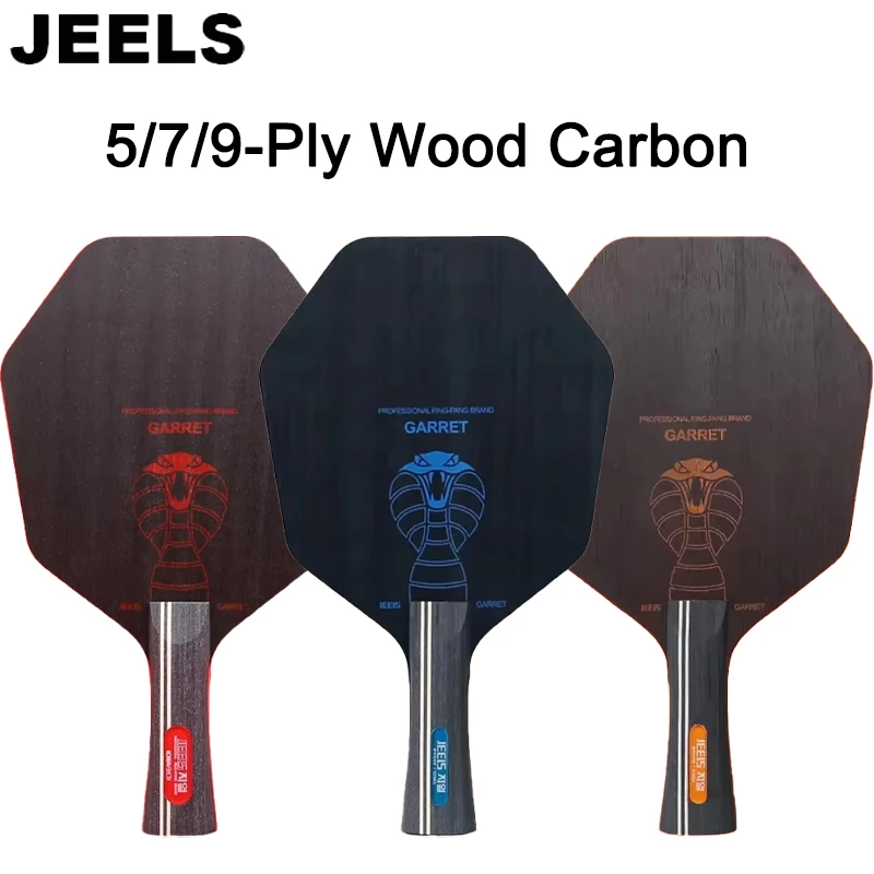 Hexagonal-shaped Table Tennis Blade JEELS 5/7/9-Ply Wood Carbon Ping Pong Paddle Larger Hitting Area Professional Pingpong Blade