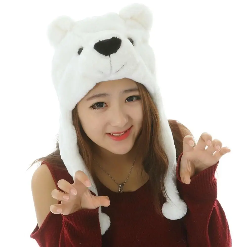 Gorro móvil de felpa de dibujos animados, calentador de cuello, gorro de cazador con orejas móviles, gorra de Airbag, protección para los oídos de animales, gorro con orejeras para fiesta de Cosplay