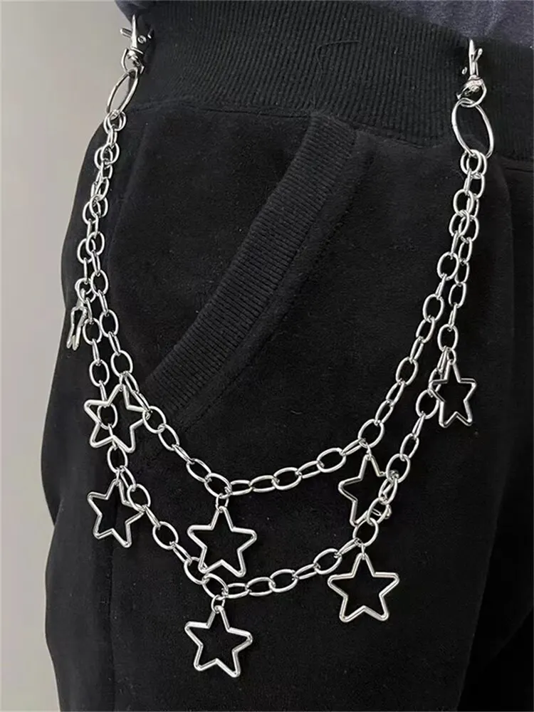 Punk Metal Crescent Geometric Bag Chain Hip Hop Hipster Cool Hundred Pair Pants Chain For Men and Women